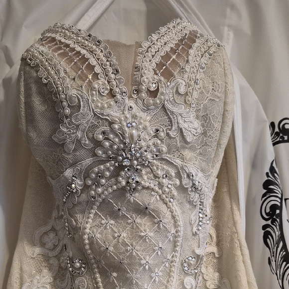 Intricate Beaded Lace Wedding Gown